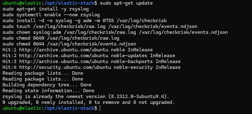 Шаг 2. Установка rsyslog и подготовка файлов коллектора.