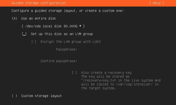 Шаг 3. Исходный скриншот настройки дисковой подсистемы и LVM.